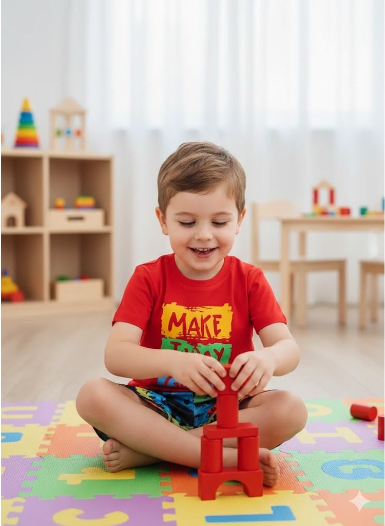 ديناصورز طقم صيفي أولادي قطعتين للأطفال، تيشيرت قطن نص كم بطباعة حروف وديناصور مع شورت، ملابس مريحة وناعمة للأطفال من عمر 1 إلى 4 سنوات، مناسب للاستخدام اليومي والخروجات - Image 2